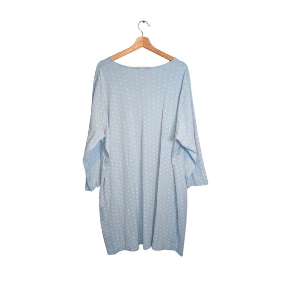 Lands’ End Women's 3X Nightgown Long Sleeve Floral Knit Cotton Sleepwear Blue - Picture 4 of 8